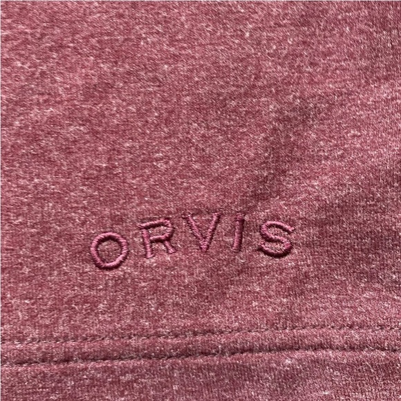 Orvis Shirt Mens Medium Burgundy Red Baseball Casual Pullover Sweatshirt - Picture 4 of 8
